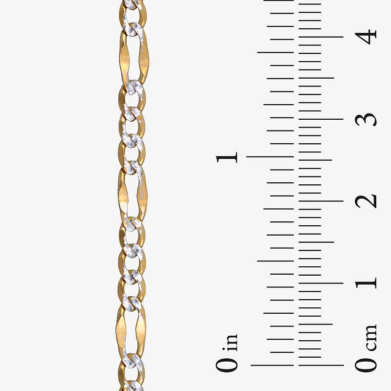 Made in Italy Womens 14K Two Tone Gold 7.5 Inch Solid Figaro Chain Bracelet