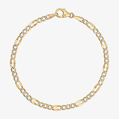 Made in Italy Womens 14K Two Tone Gold 7.5 Inch Solid Figaro Chain Bracelet