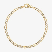 Made in Italy Womens 14K Two Tone Gold 7.5 Inch Solid Figaro Chain Bracelet