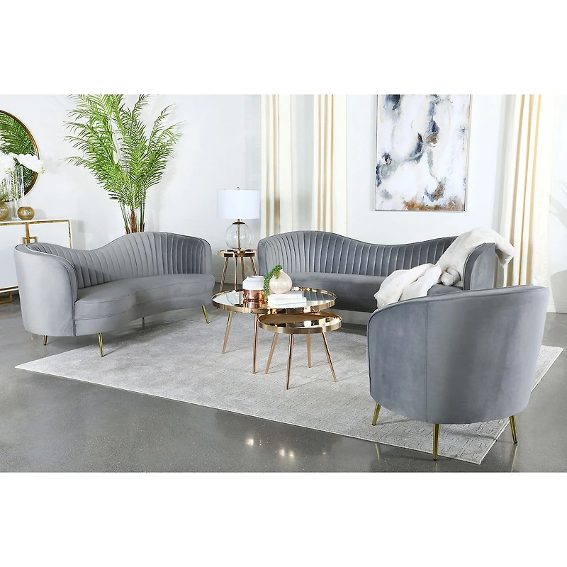 Sophia Curved Slope-Arm Upholstered Loveseat