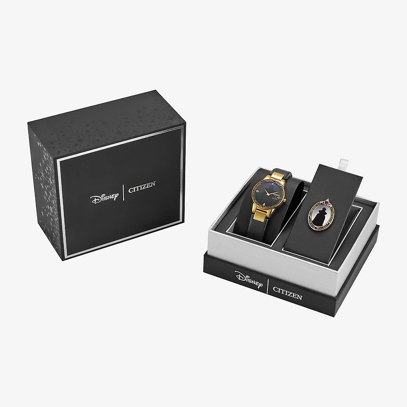 Citizen Princess Evil Queen Snow White Womens Black Leather Strap Watch Ga1082-46w