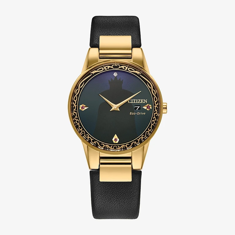 Citizen Princess Evil Queen Snow White Womens Black Leather Strap Watch Ga1082-46w