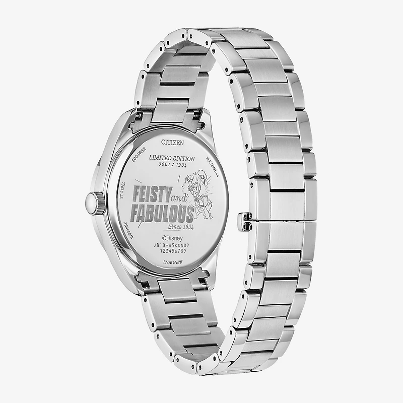 Citizen Donald Duck Mens Silver Tone Stainless Steel Bracelet Watch Aw1691-66w