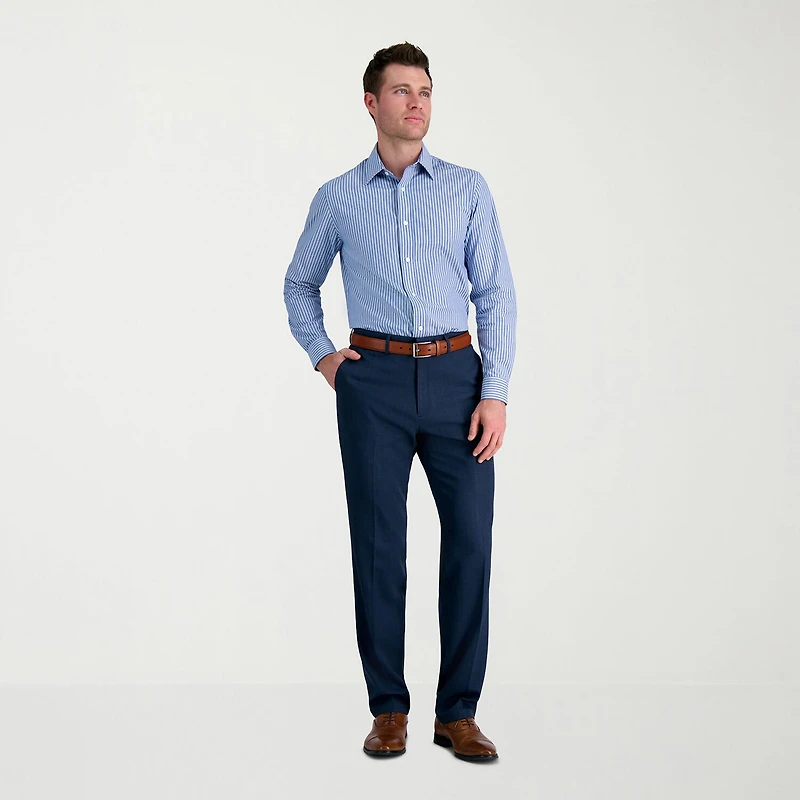 Haggar Premium Comfort Tonal Windowpane Mens Waistband Straight Fit Dress Flat Front Pant