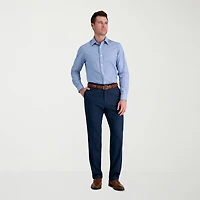 Haggar Premium Comfort Tonal Windowpane Mens Waistband Straight Fit Dress Flat Front Pant