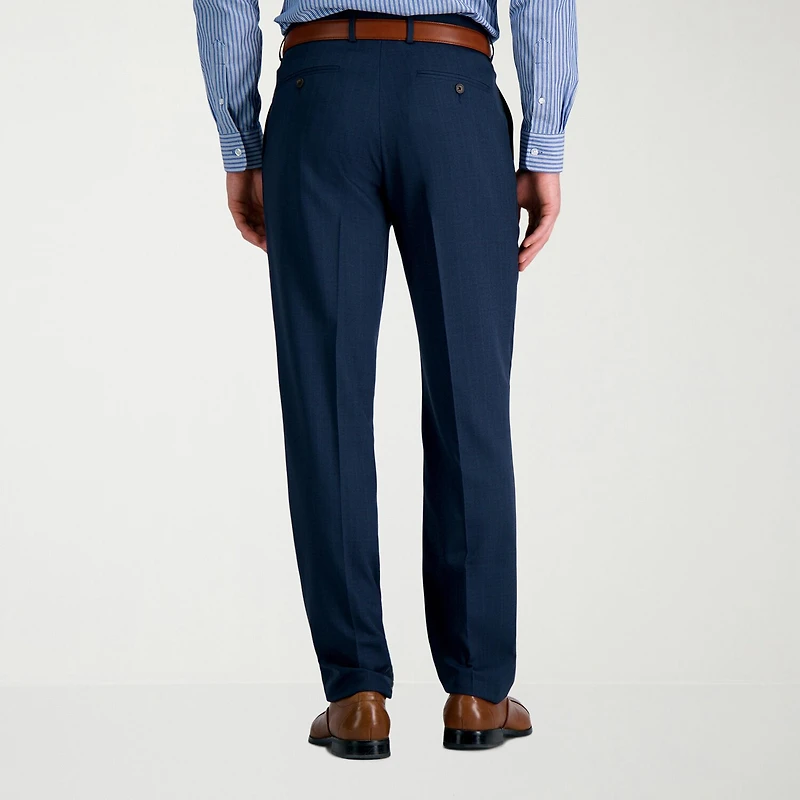 Haggar Premium Comfort Tonal Windowpane Mens Waistband Straight Fit Dress Flat Front Pant