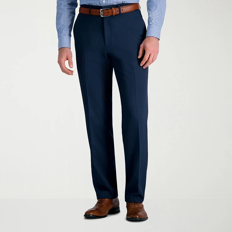 Haggar Premium Comfort Tonal Windowpane Mens Waistband Straight Fit Dress Flat Front Pant