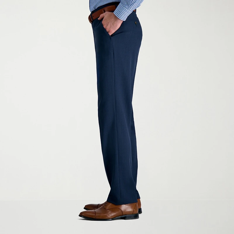 Haggar Premium Comfort Tonal Windowpane Mens Waistband Straight Fit Dress Flat Front Pant