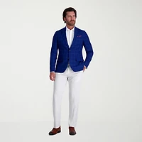 Haggar Slub Windowpane Mens Plaid Stretch Fabric Slim Fit Sport Coat
