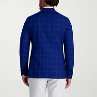 Haggar Slub Windowpane Mens Plaid Stretch Fabric Slim Fit Sport Coat