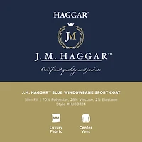 Haggar Slub Windowpane Mens Plaid Stretch Fabric Slim Fit Sport Coat