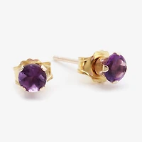Gemstone 10K Gold 4mm Round Stud Earrings