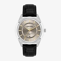 Armitron Mens Black Leather Strap Watch 20-5635gysvbk