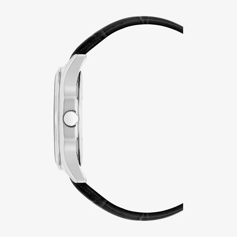 Armitron Mens Black Leather Strap Watch 20-5635gysvbk