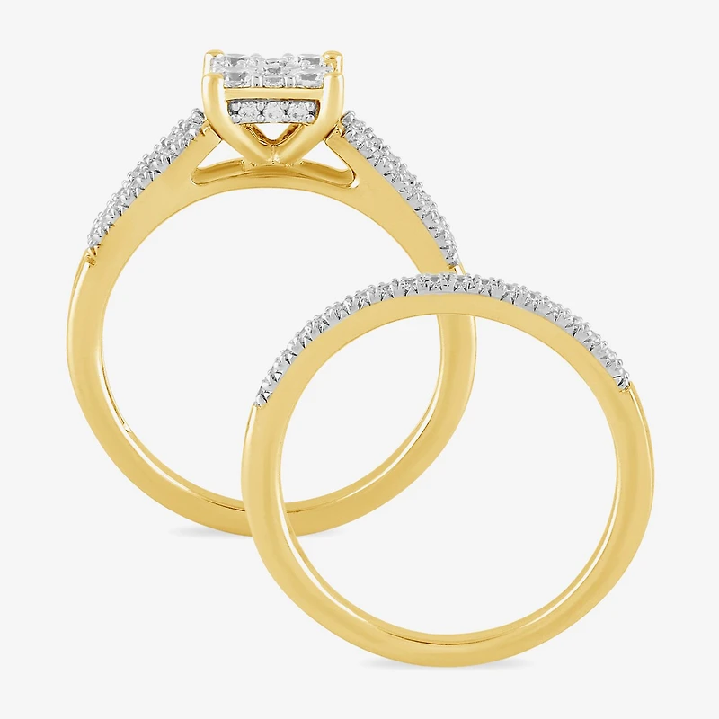 Surrounded by Love (H / I1-I2) Womens 5/8 CT. T.W. Lab Grown White Diamond 14K Gold Over Silver Sterling Halo Bridal Set