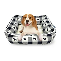 Precious Tails 20" Black Plaid Cuddler Pet Bed