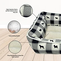 Precious Tails 20" Black Plaid Cuddler Pet Bed