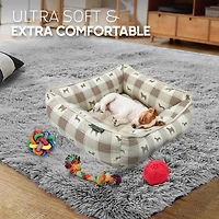 Precious Tails 20" Taupe Plaid Cuddler Pet Bed