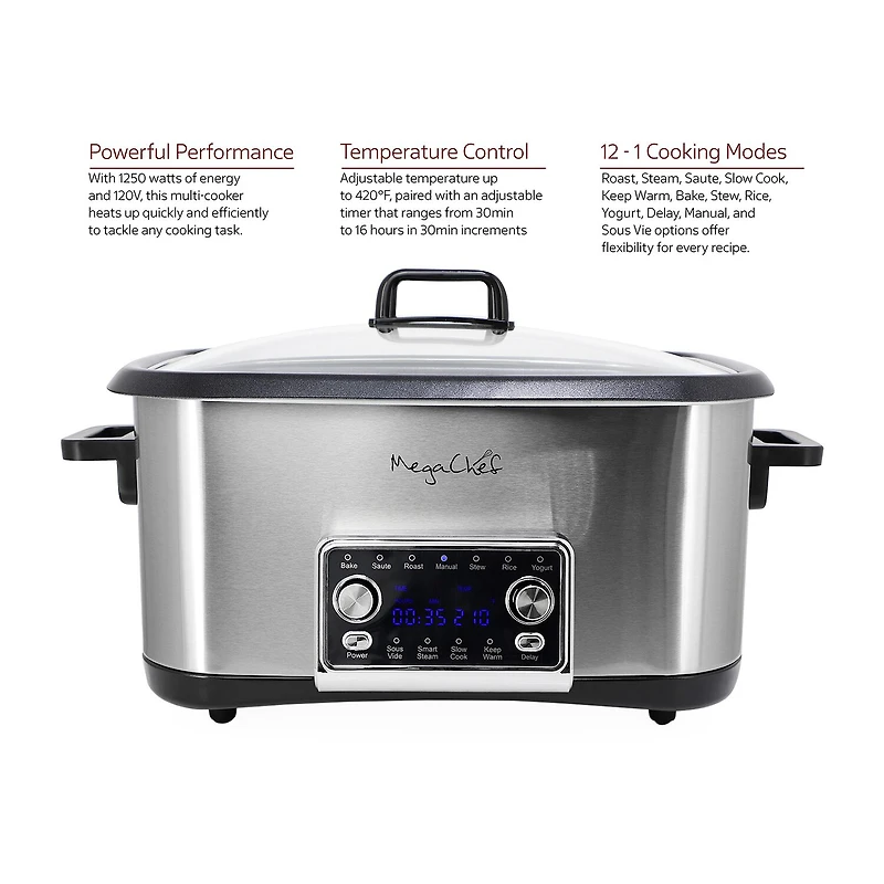 MegaChef 12-In-1 Deluxe Multi 8 Qt Slow Cooker