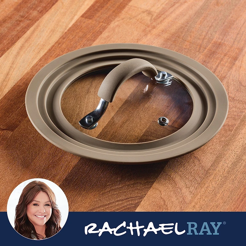 Rachael Ray Cook + Create Universal 8.5" Silicone-Rimmed Glass Lid