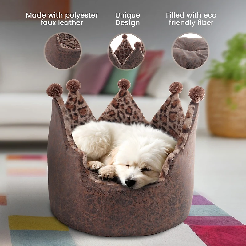 Precious Tails Crown Brown Pet Bed