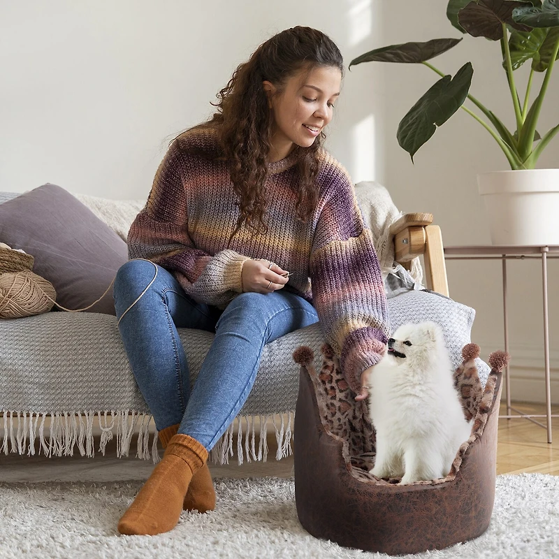 Precious Tails Crown Brown Pet Bed
