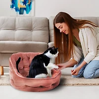Precious Tails Round Cuddler Rose Pet Bed