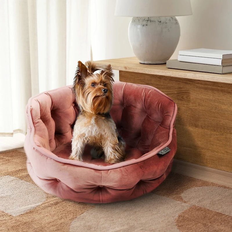 Precious Tails Round Cuddler Rose Pet Bed