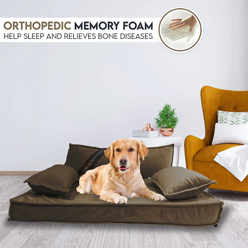 Precious Tails 35" Mocha Orthopedic Pet Bed