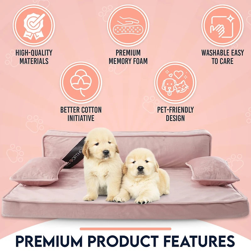 Precious Tails 35" Pink Orthopedic Pet Bed