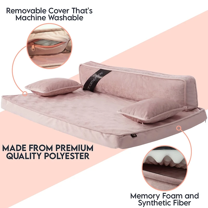 Precious Tails 35" Pink Orthopedic Pet Bed
