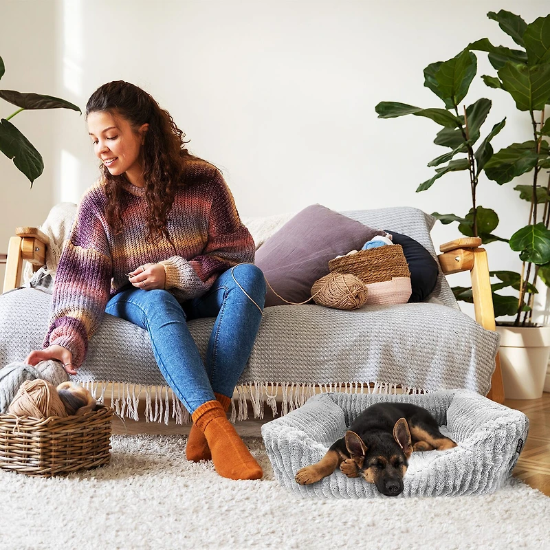 Precious Tails 30" Charcoal Cuddler Pet Bed