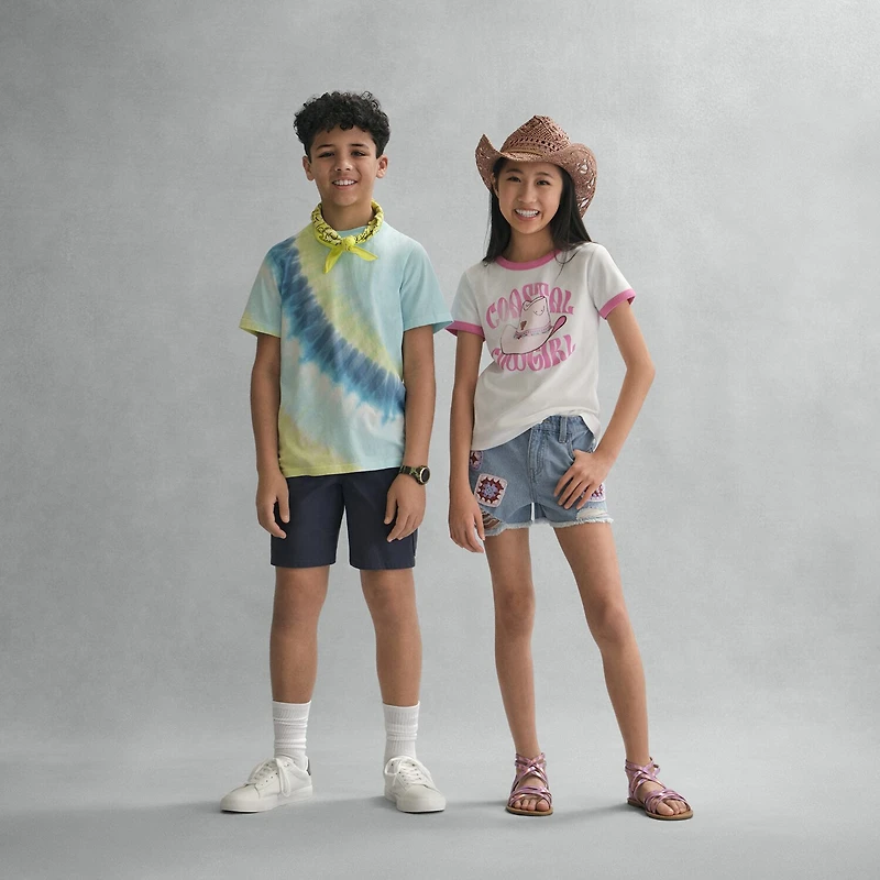 Thereabouts Rib Little & Big Kid Girls Crew Neck Short Sleeve Classic Fit Graphic T-Shirt
