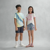 Thereabouts Rib Little & Big Kid Girls Crew Neck Short Sleeve Classic Fit Graphic T-Shirt