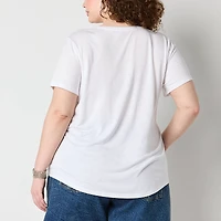 a.n.a Womens Plus Scoop Neck Short Sleeve T-Shirt