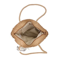 London Fog Top Ruffel Straw Tote Bag