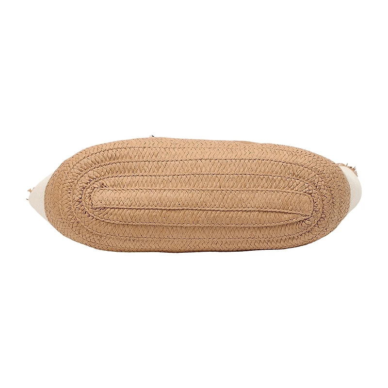 London Fog Top Ruffel Straw Tote Bag