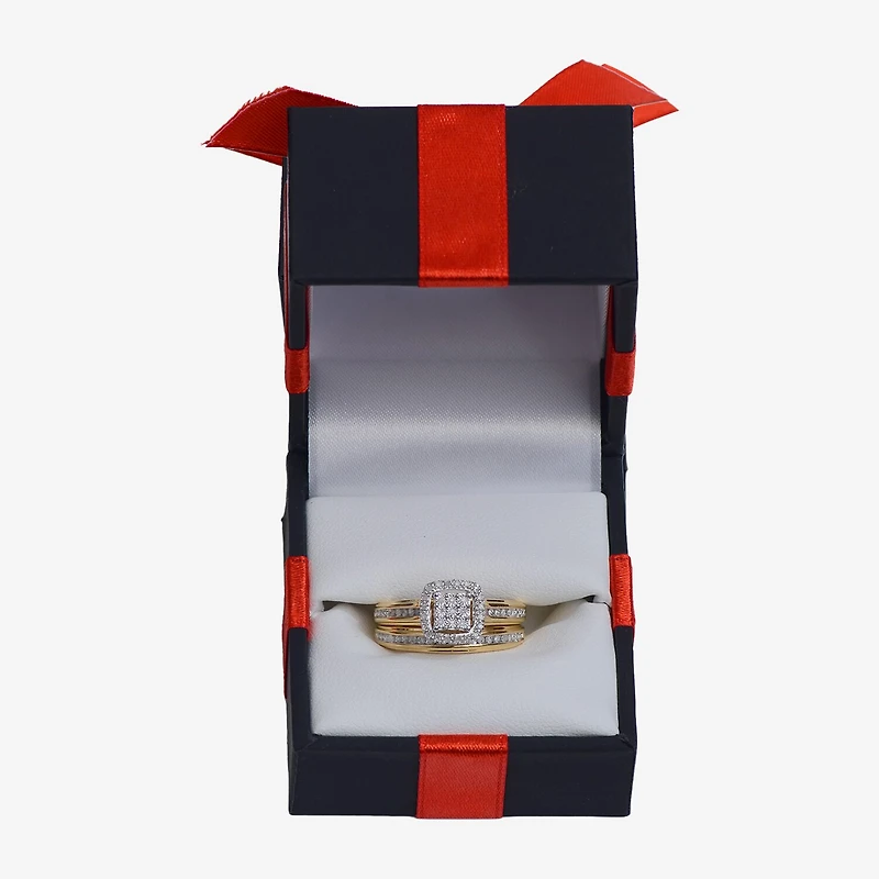 (I, I2) Womens 1/5 CT. Lab Grown White Diamond 14K Gold Over Silver Sterling Bridal Set