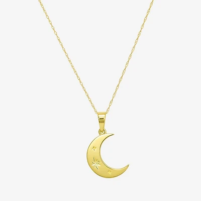 Gold Addiction Womens 10K Gold Moon 18 Inch Pendant Necklace