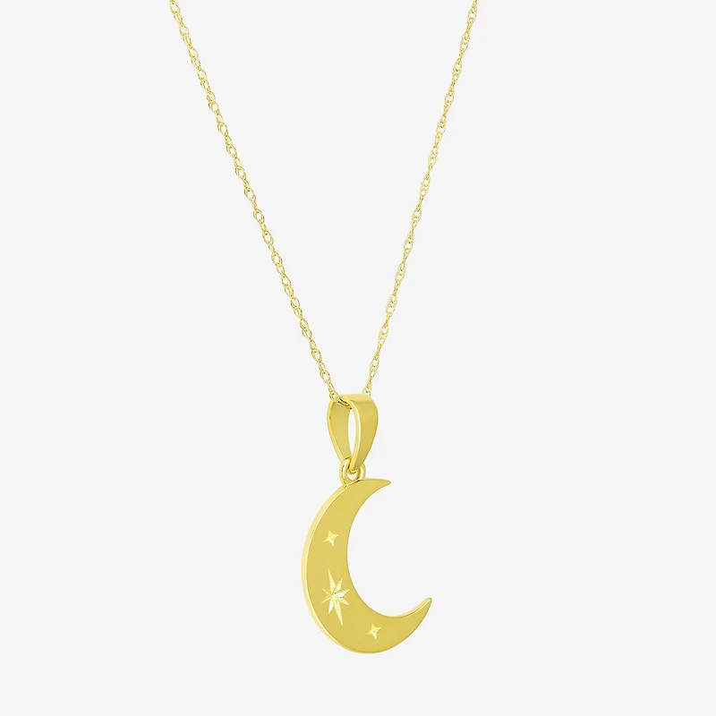Gold Addiction Womens 10K Gold Moon 18 Inch Pendant Necklace