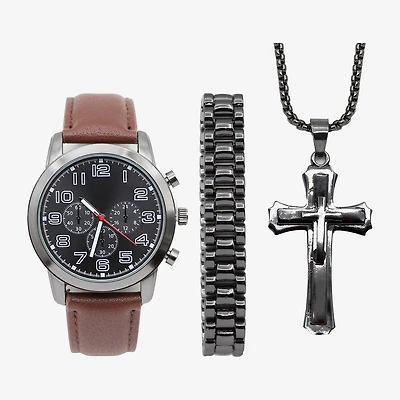 Mens Brown 3-pc. Watch Boxed Set Mac7160jc