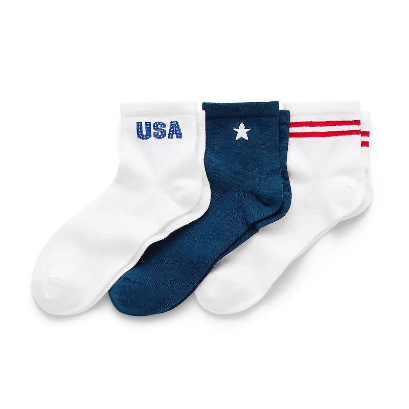 Mixit Womens Multi-Pack 3 Pair Quarter Ankle Socks