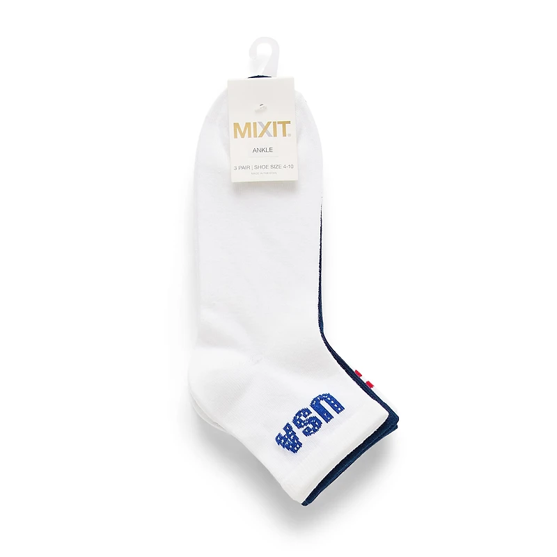 Mixit Womens Multi-Pack 3 Pair Quarter Ankle Socks
