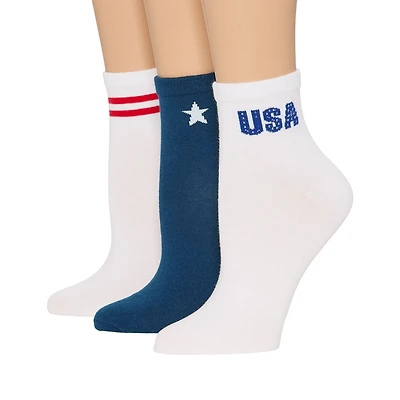 Mixit Womens Multi-Pack 3 Pair Quarter Ankle Socks