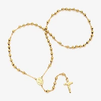 Mens 18K Gold over Stainless Steel Cross Rosary Necklaces