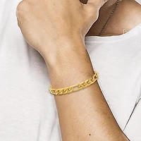 Steeltime Mens 18K Gold Over Stainless Steel 8 1/2 Inch Figaro Hypoallergenic Chain Bracelet