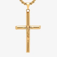 Steeltime Mens 18K Gold over Stainless Steel Cruifix Cross Pendant Necklace