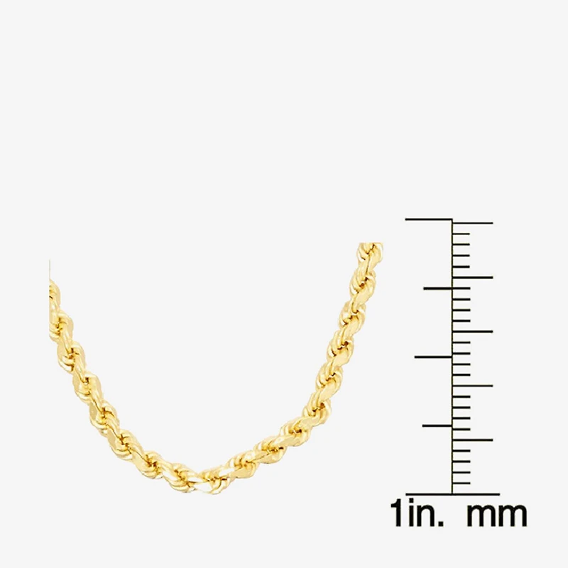 14K Gold Over Silver Solid Rope Chain Necklace