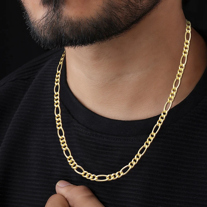 Made Italy Womens 14K Gold Over Silver 18 Inch Figaro Chain Necklace