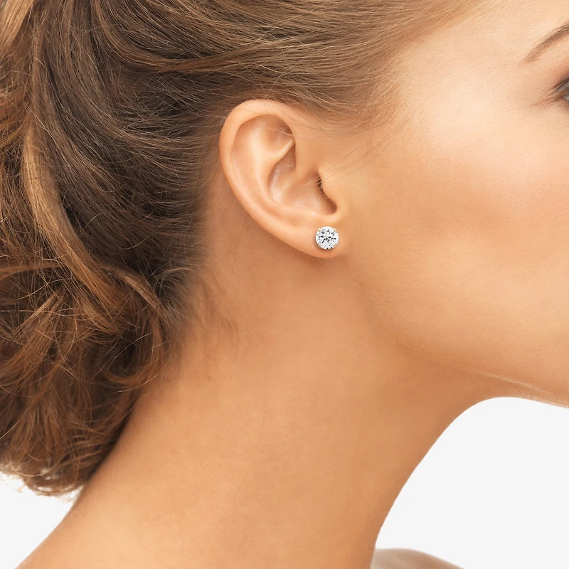 DiamonArt® 1 1/2 CT. T.W. White Cubic Zirconia 10K Gold Over Silver Round Stud Earrings